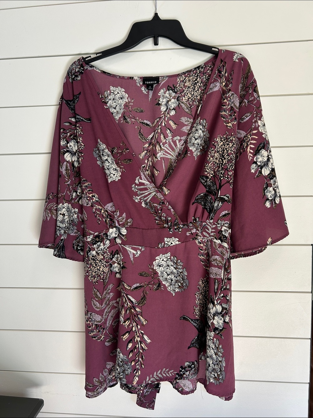 torrid Plum Floral Wrap Romper